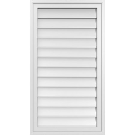 EKENA MILLWORK Vertical Surface Mount PVC Gable Vnt: Non-Functional, w/2"W x 1-1/2"H, Brickmould Frame, 20"W x 36"H GVPVE20X3602SN